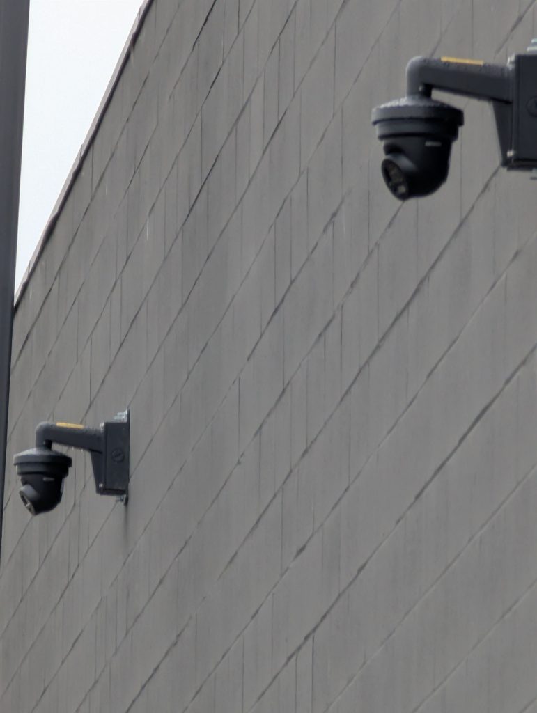 Video Surveillance Prince George | Wall mounted I.P. cameras watching parking area. Prince George, B.C. A.S.C. Advanced Security Concepts